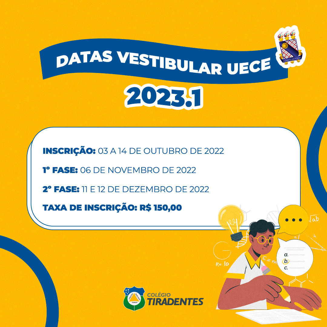 Vestibular UECE 2023 1 já tem datas definidas Colégio Tiradentes